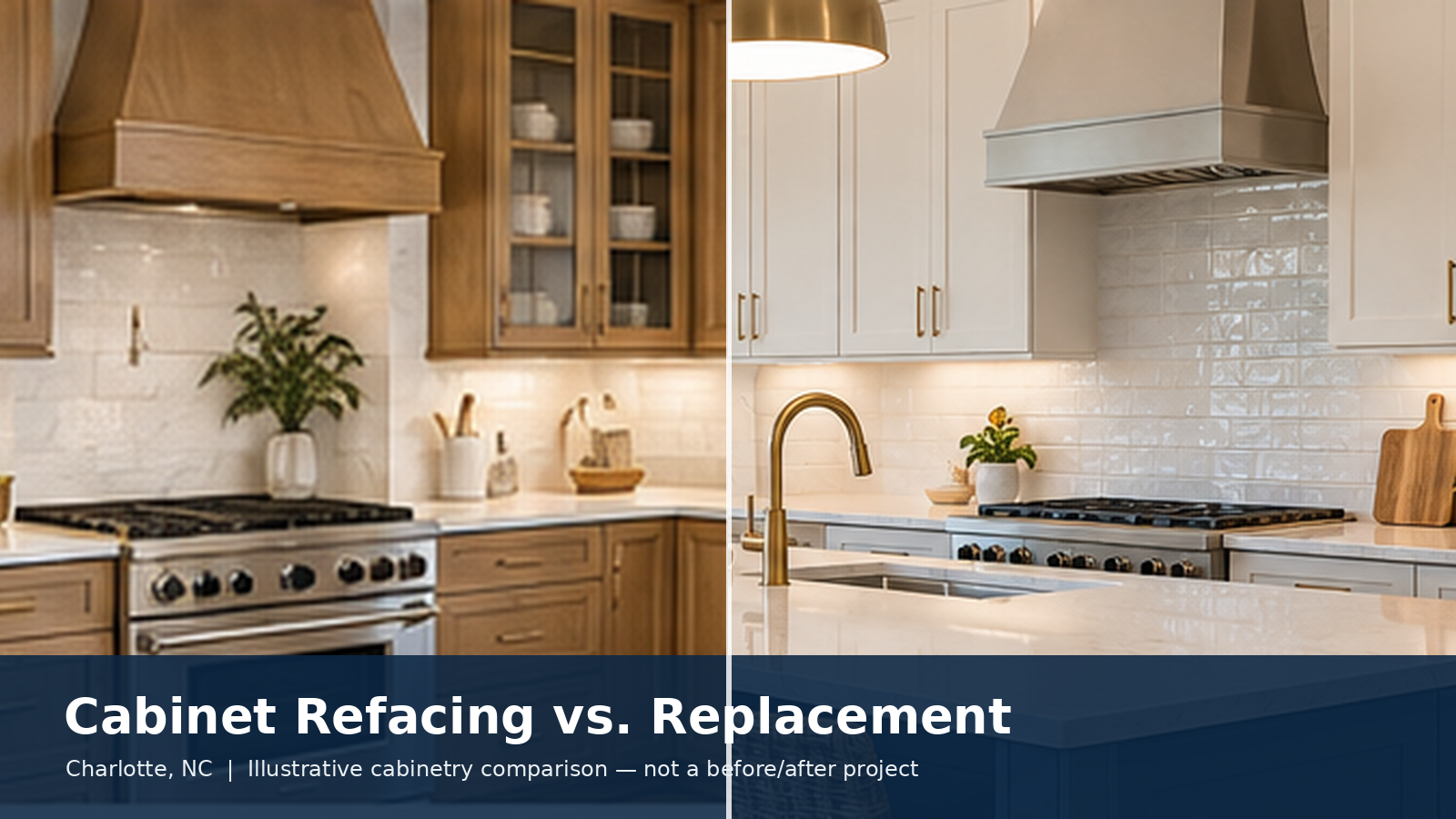 Cabinet refacing versus full cabinet replacement options for a Charlotte NC kitchen renovation