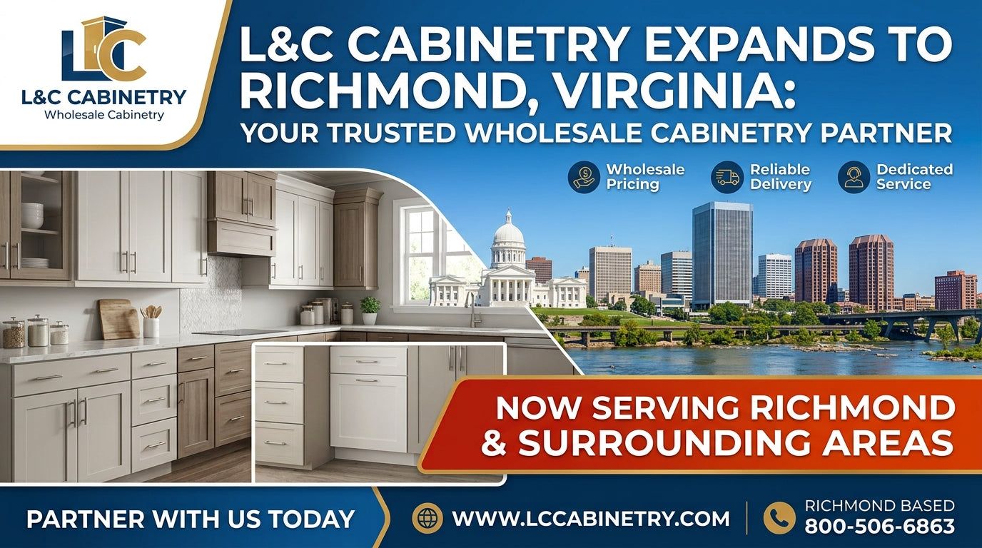 Graphic announcing L&C Cabinetry's expansion to Richmond, Virginia