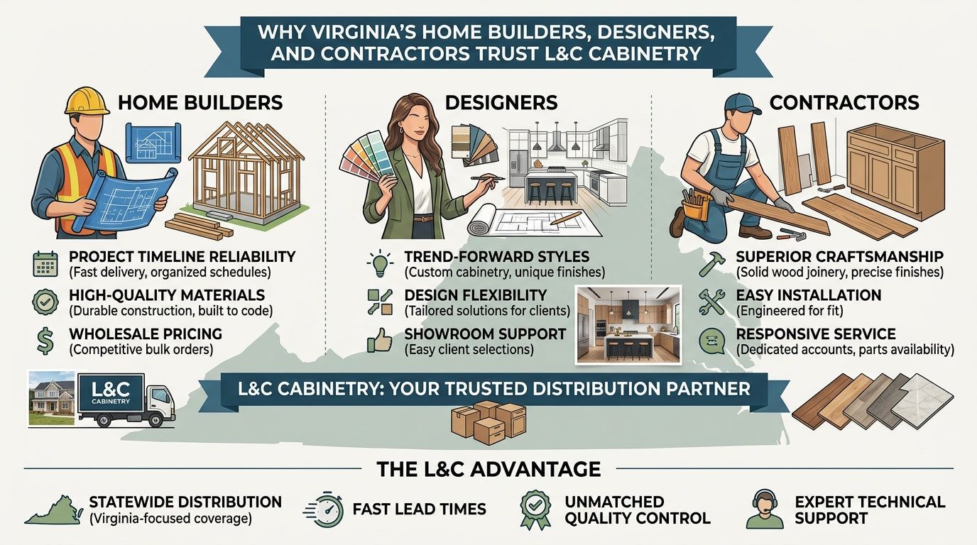 Infographic: why Virginia home builders, designers and contractors trust L&C Cabinetry