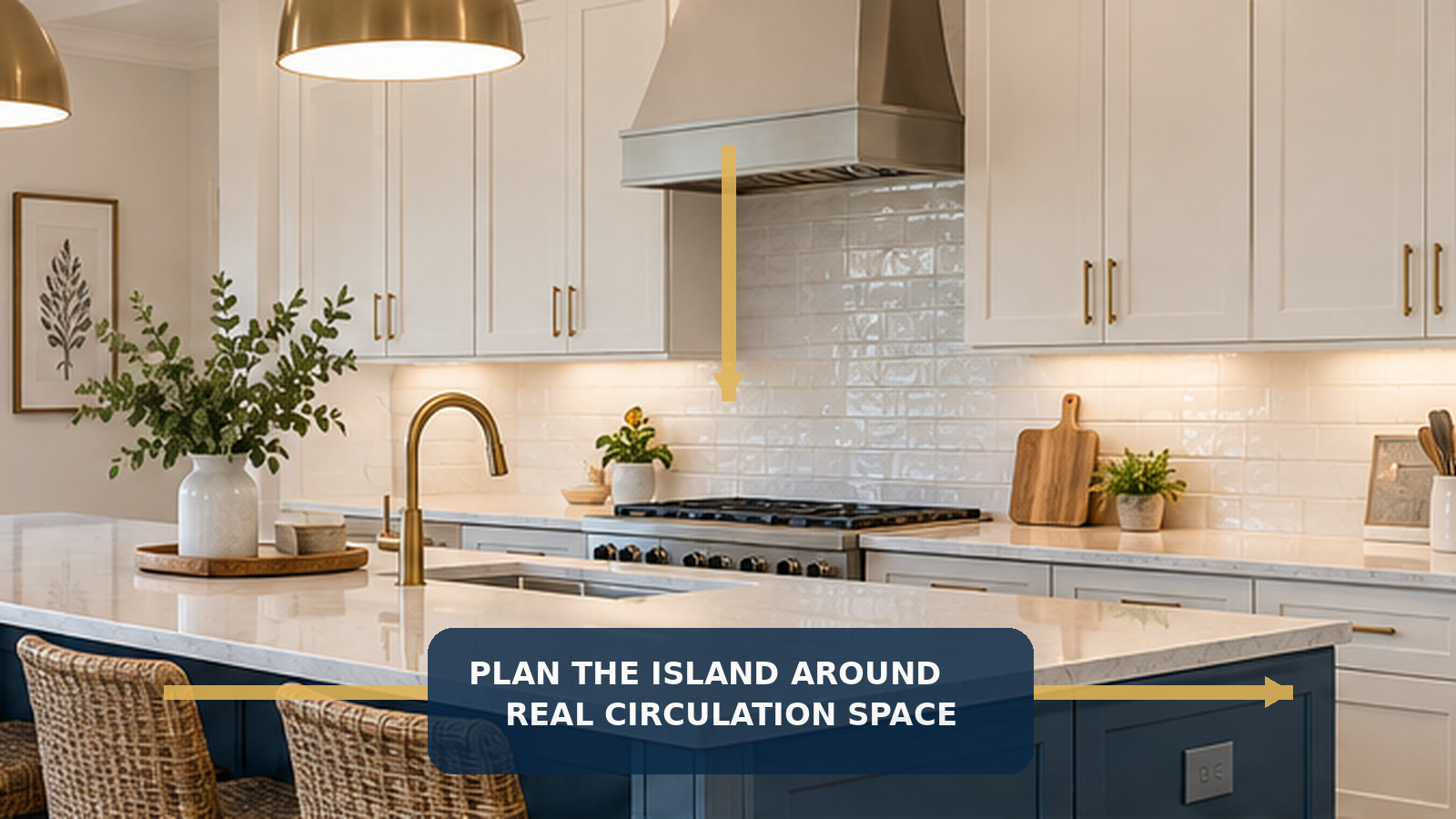 Kitchen island layout and circulation for a Virginia Beach kitchen renovation