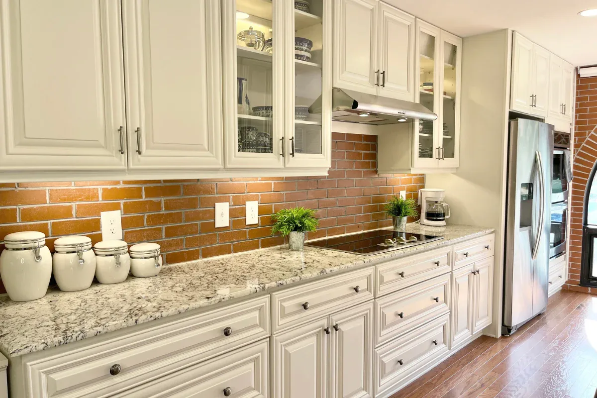 Completed cabinetry project with warm finishes